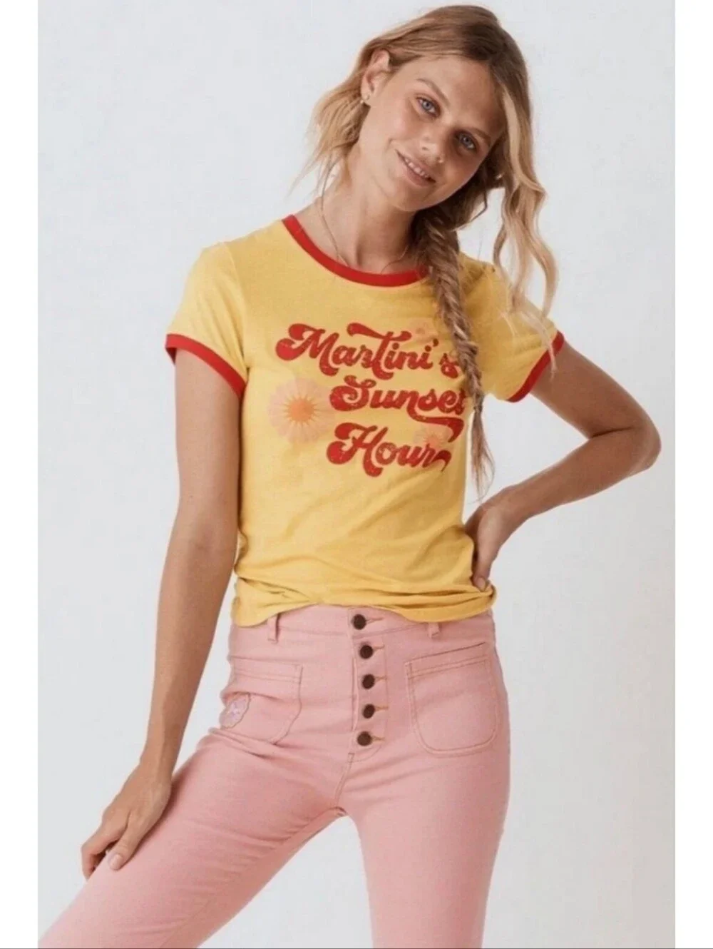 Spell & The Gypsy Paradise Cove Organic Shrunken Tee Mustard • MEDIUM • EUC - Picture 2 of 9